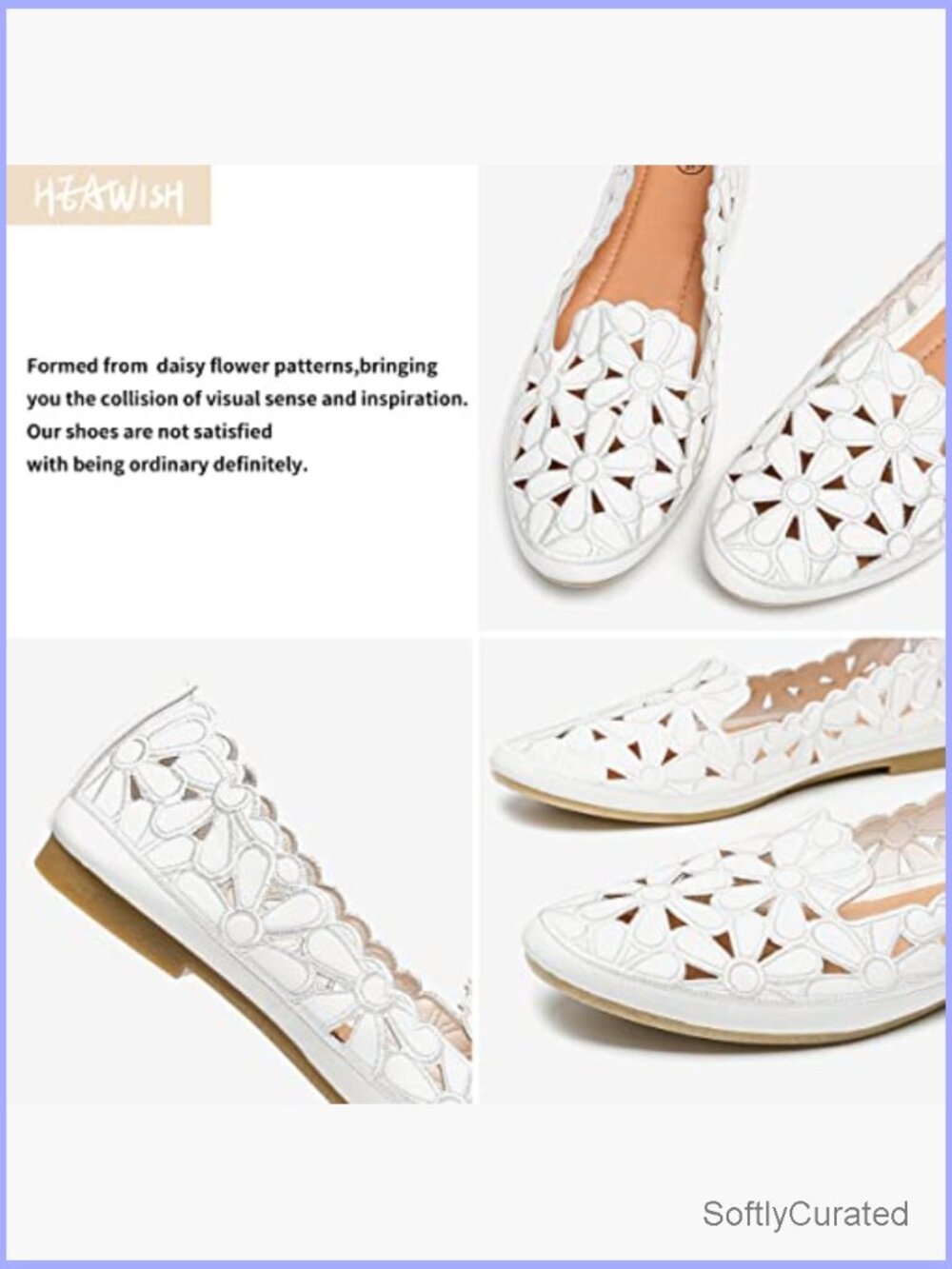 Women's Floral Ballet Flats Slip On PU Leather Round Toe Dress Shoes - Picture 6 of 7